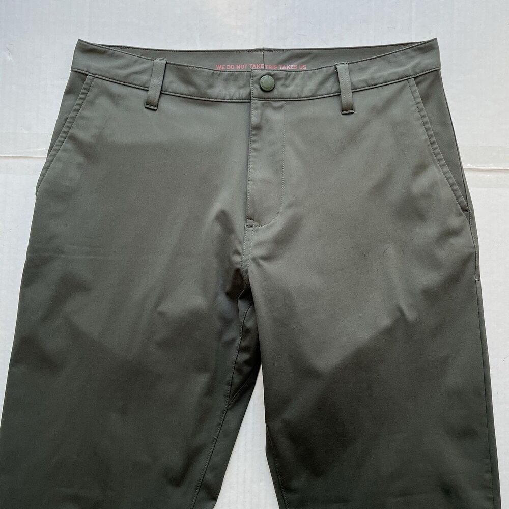 Rhone Commuter Pants Men's 33x30 Olive Green Flat Front Stretch Performance Work - Picture 2 of 16